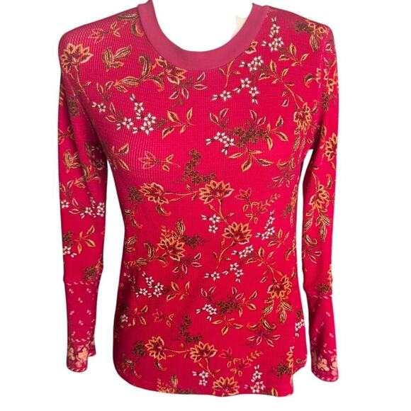 Sundance Tops - Sundance Loretta Floral Thermal Tee Velvet Cuffs Boho Cottagecore Petite Medium